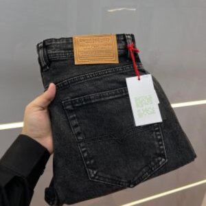 Diese l Dark Grey Shade Premium Imported Stretchable Lycra Fabric Straight Fit Denim with Embroidered Work 3474